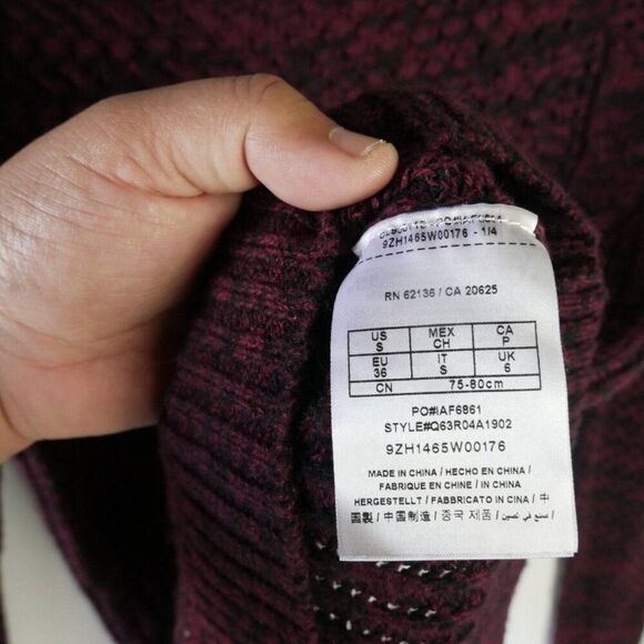 Guess Women S/P Red Heather Open Stitch Long Sleeve Scoop Neck Sweater Pullover - Picture 5 of 13